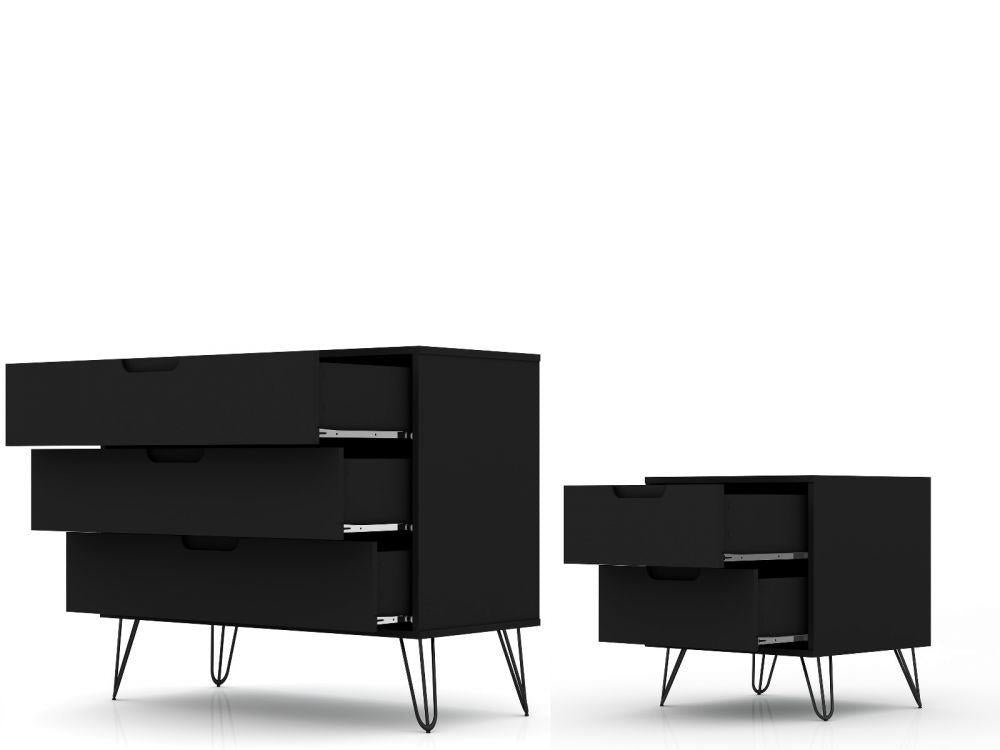 Nuuk 3-Drawer Dresser and Night Table Set - Black