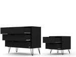 Nuuk 3-Drawer Dresser and Night Table Set - Black