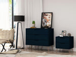 Nuuk 3-Drawer Dresser and Night Table Set - Midnight Blue