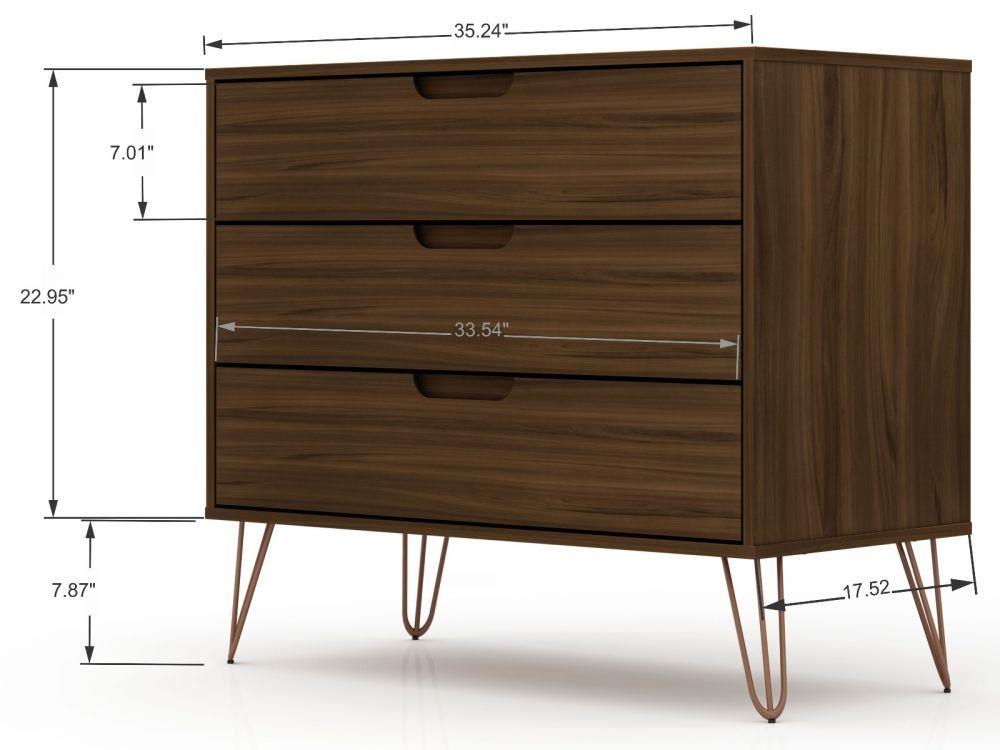 Nuuk 3-Drawer Dresser and Night Table Set - Brown