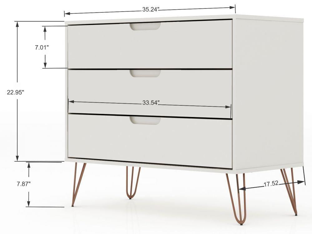 Nuuk 3-Drawer Dresser and Night Table Set - Off White