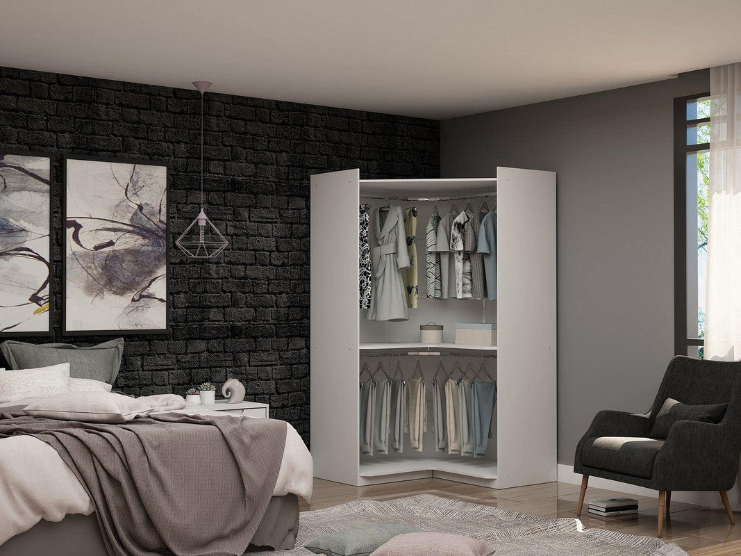 Oulu Open Corner Wardrobe - White