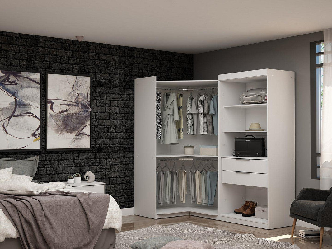 Oulu 2-Piece Open Corner Wardrobe - White