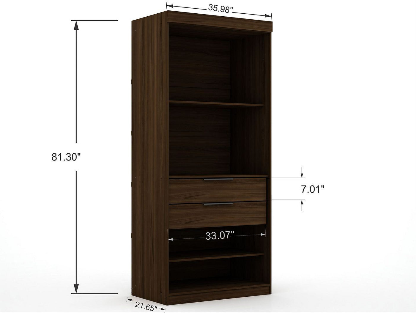 Oulu 2-Piece Open Corner Wardrobe - Brown