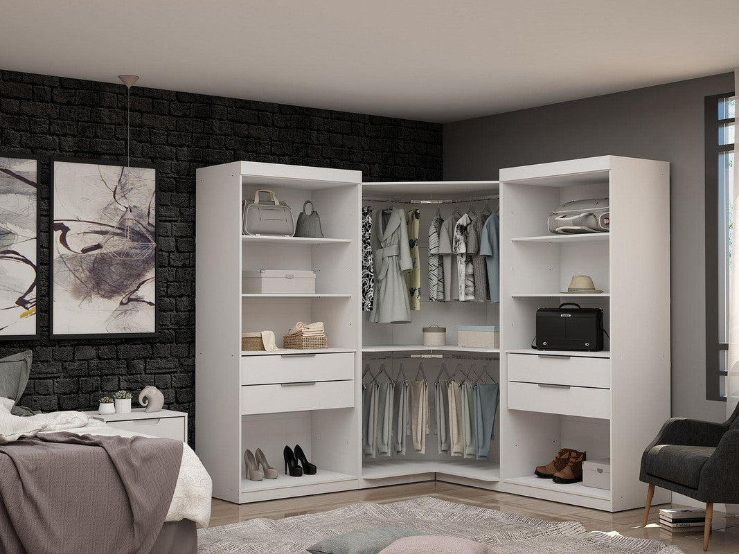 Oulu 3-Piece Sectional Corner Wardrobe - White
