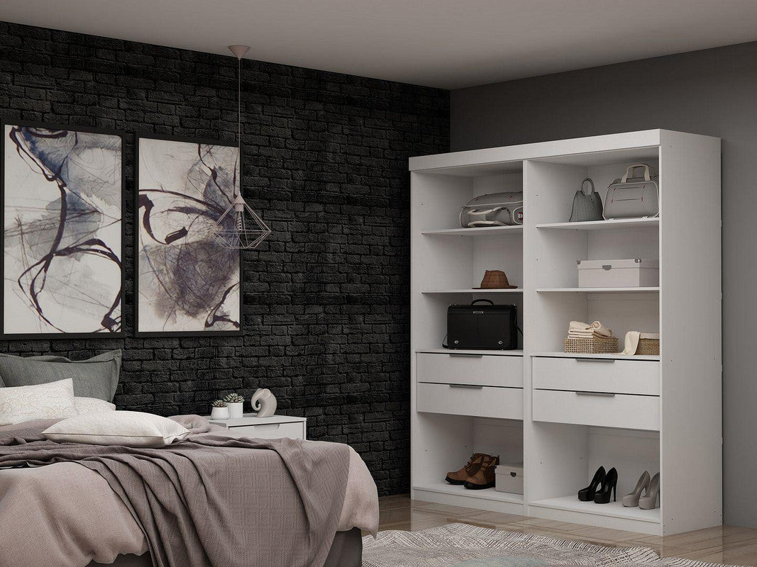 Oulu 2-Piece Open Sectional Wardrobe - White