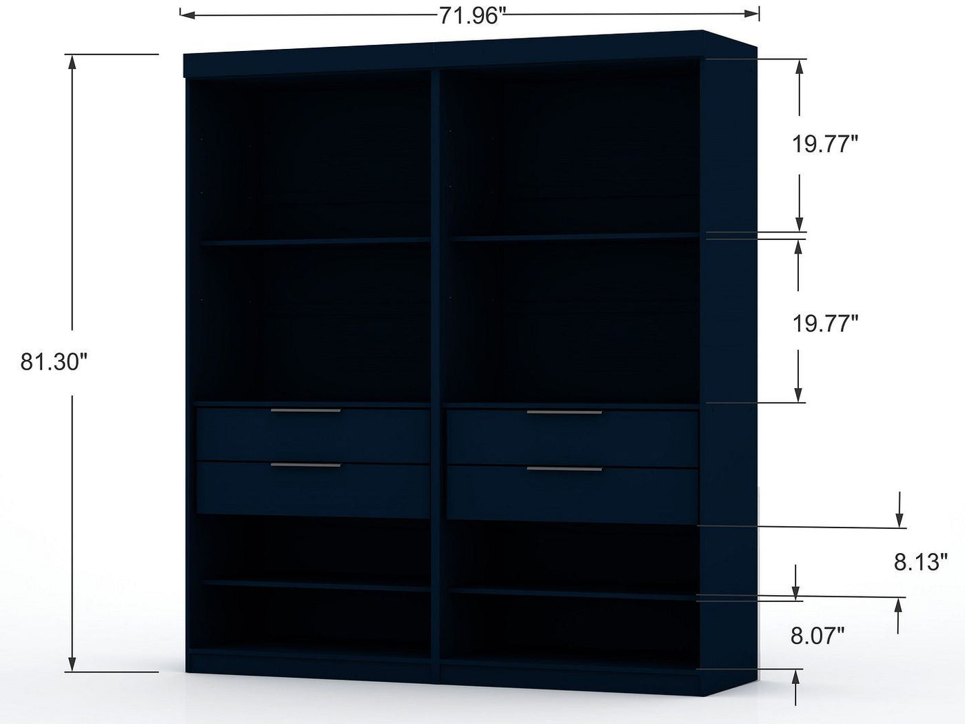 Oulu 2-Piece Open Sectional Wardrobe - Midnight Blue