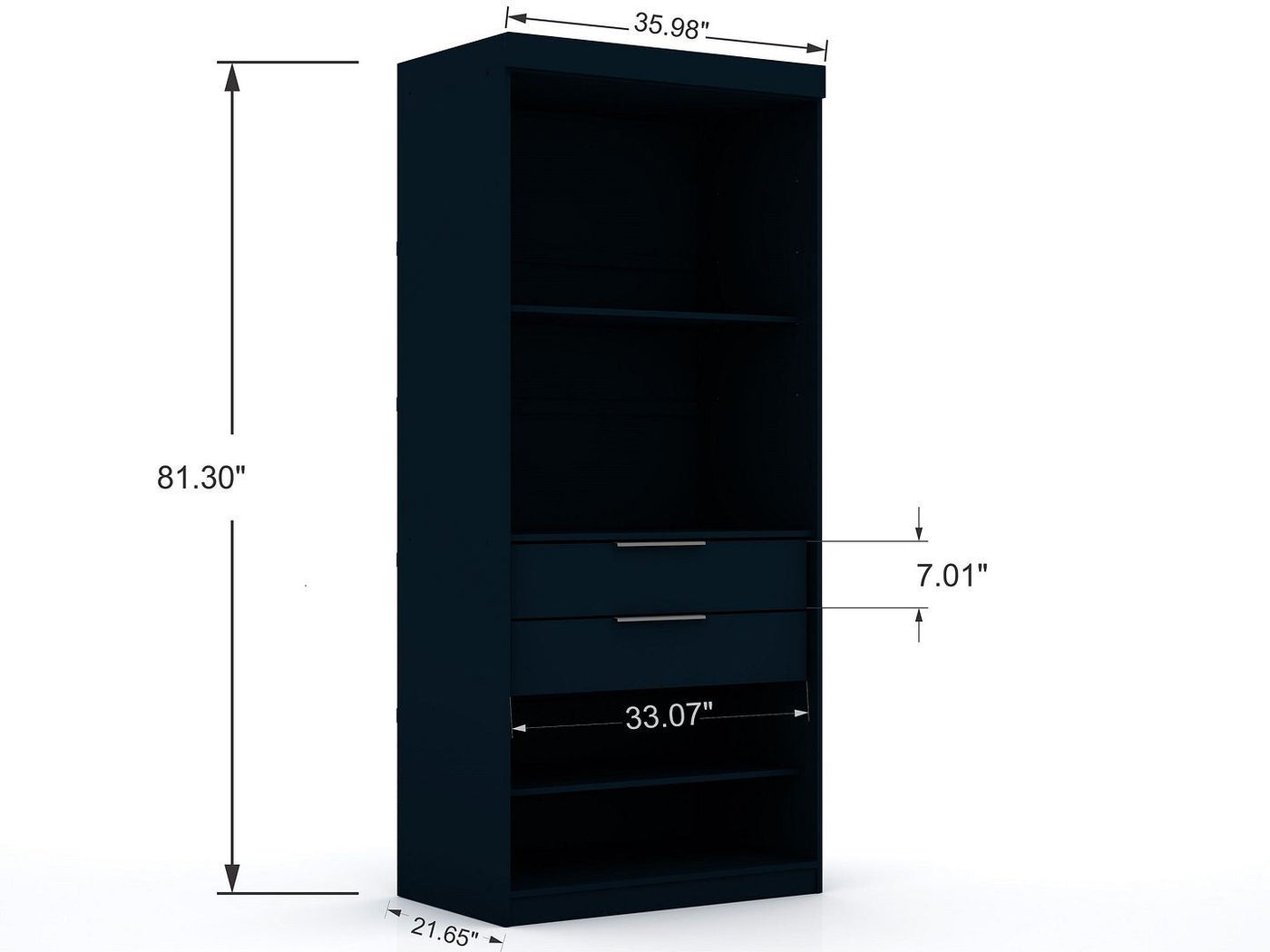 Oulu 2-Piece Open Sectional Wardrobe - Midnight Blue