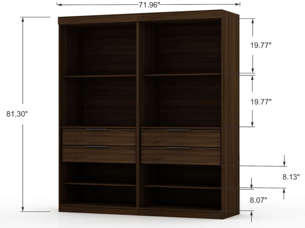 Oulu 2-Piece Open Sectional Wardrobe - Brown