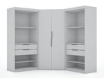 Oulu Semi-Open 3-Piece Modular Corner Wardrobe - White