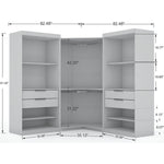 Oulu Semi-Open 3-Piece Modular Corner Wardrobe - White