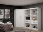 Oulu Semi-Open 3-Piece Modular Corner Wardrobe - White