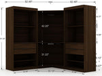 Oulu Semi-Open 3-Piece Modular Corner Wardrobe - Brown