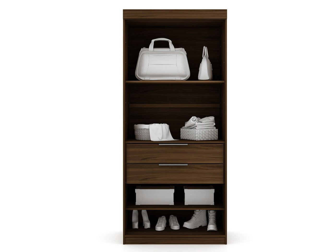 Oulu Semi-Open 3-Piece Modular Corner Wardrobe - Brown