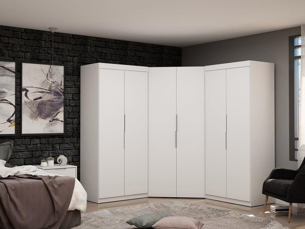 Oulu 3-Piece Modular Corner Wardrobe - White