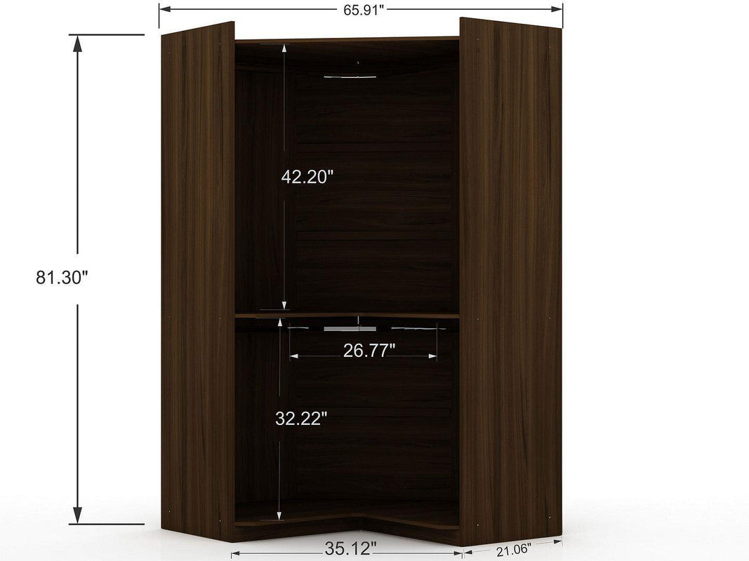 Oulu Semi-Open 2-Piece Modular Corner Wardrobe - Brown