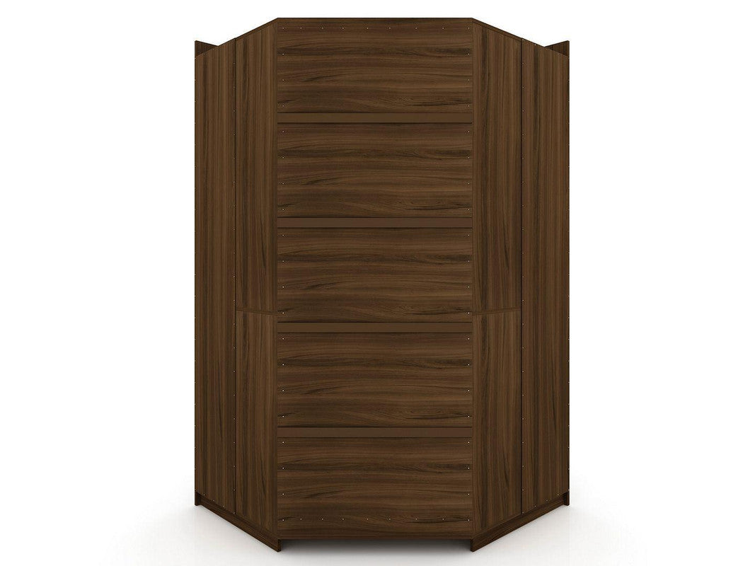 Oulu Semi-Open 2-Piece Modular Corner Wardrobe - Brown