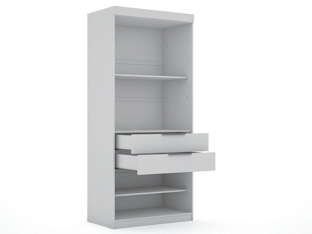 Oulu Semi-Open 2-Piece Modular Corner Wardrobe - White