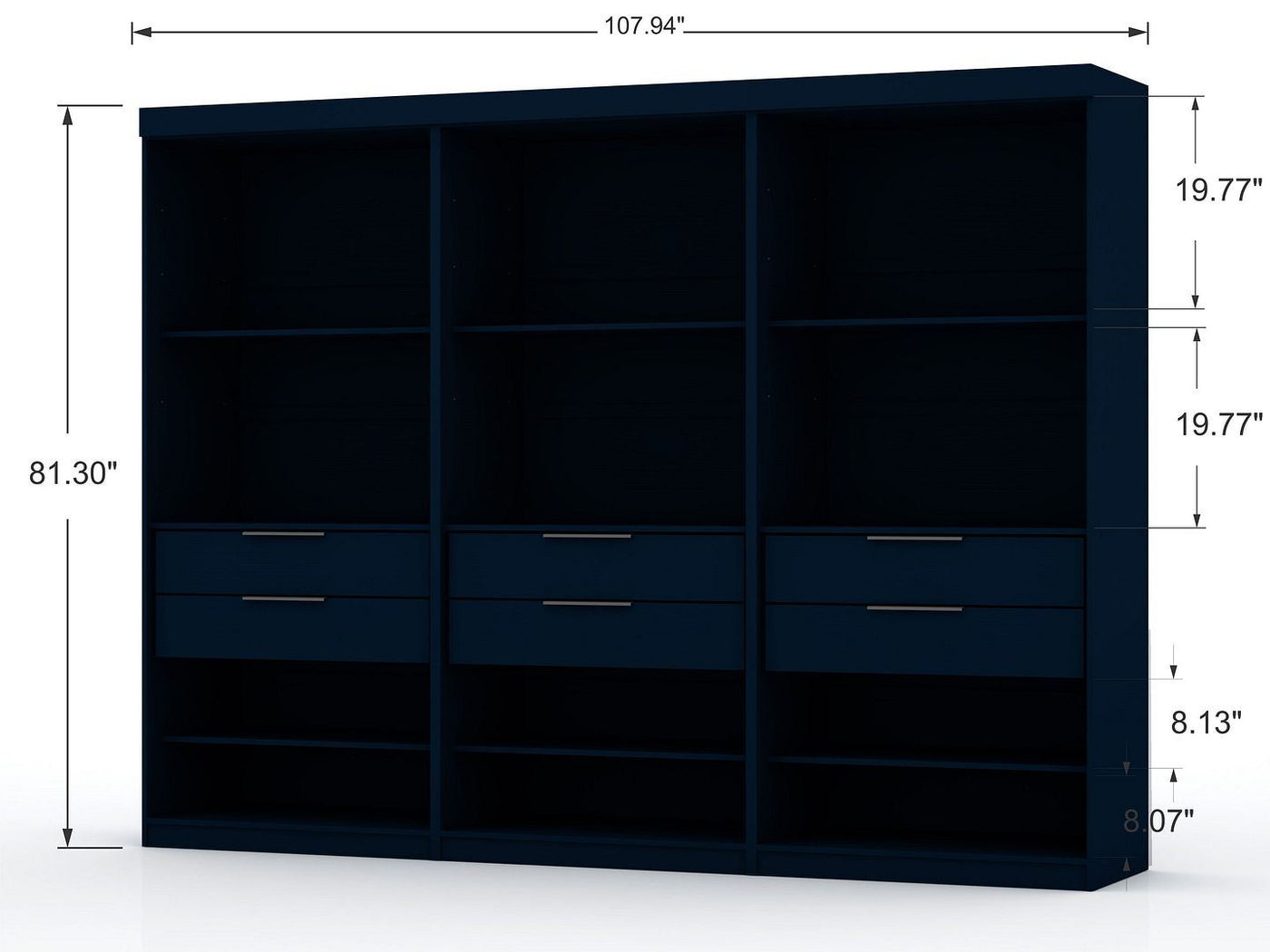 Oulu 3-Piece Modular Wardrobe - Midnight Blue