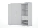 Oulu Semi-Open 2-Piece Modular Corner Wardrobe - White