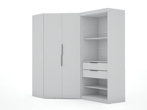 Oulu Semi-Open 2-Piece Modular Corner Wardrobe - White