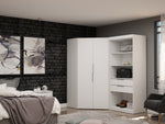 Oulu Semi-Open 2-Piece Modular Corner Wardrobe - White