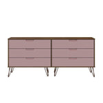 Nuuk 6-Drawer Double Dresser - Nature/Rose Pink