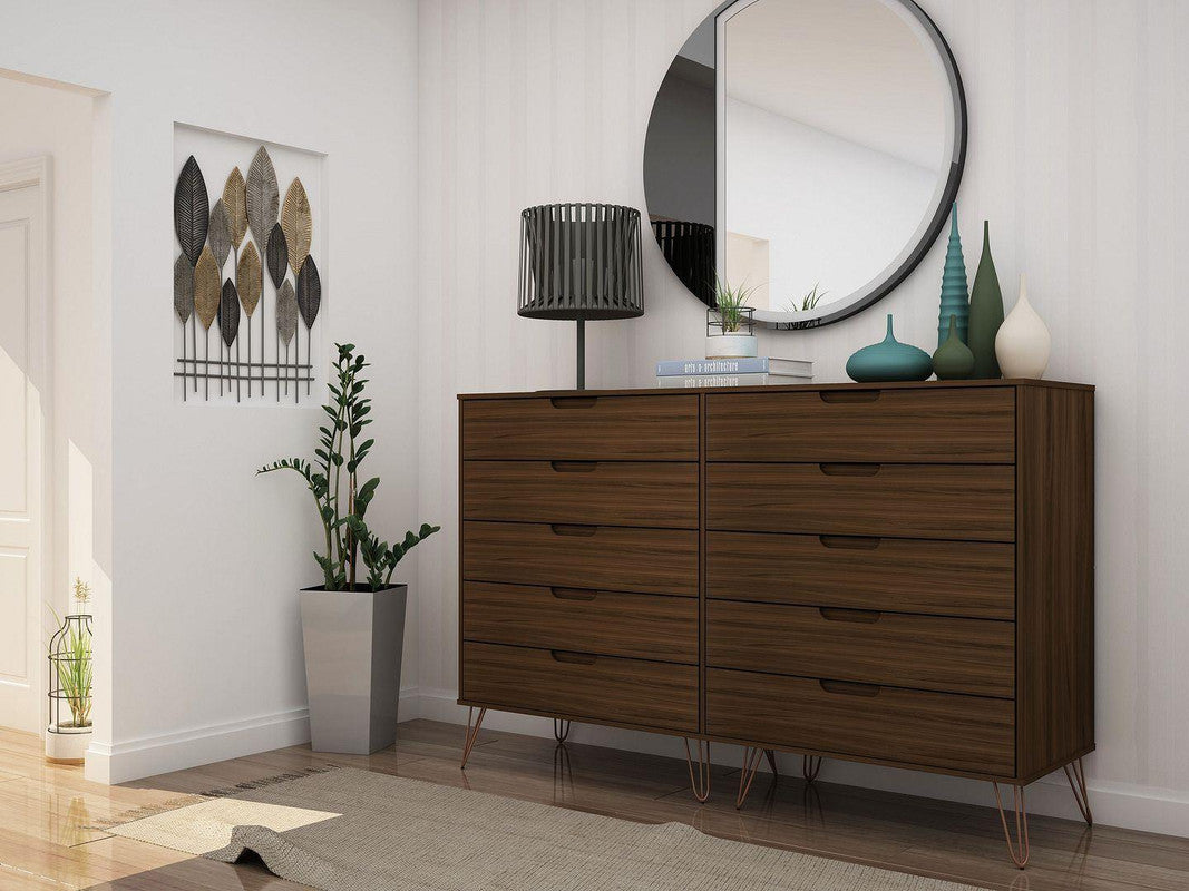 Nuuk 10-Drawer Double Dresser - Brown