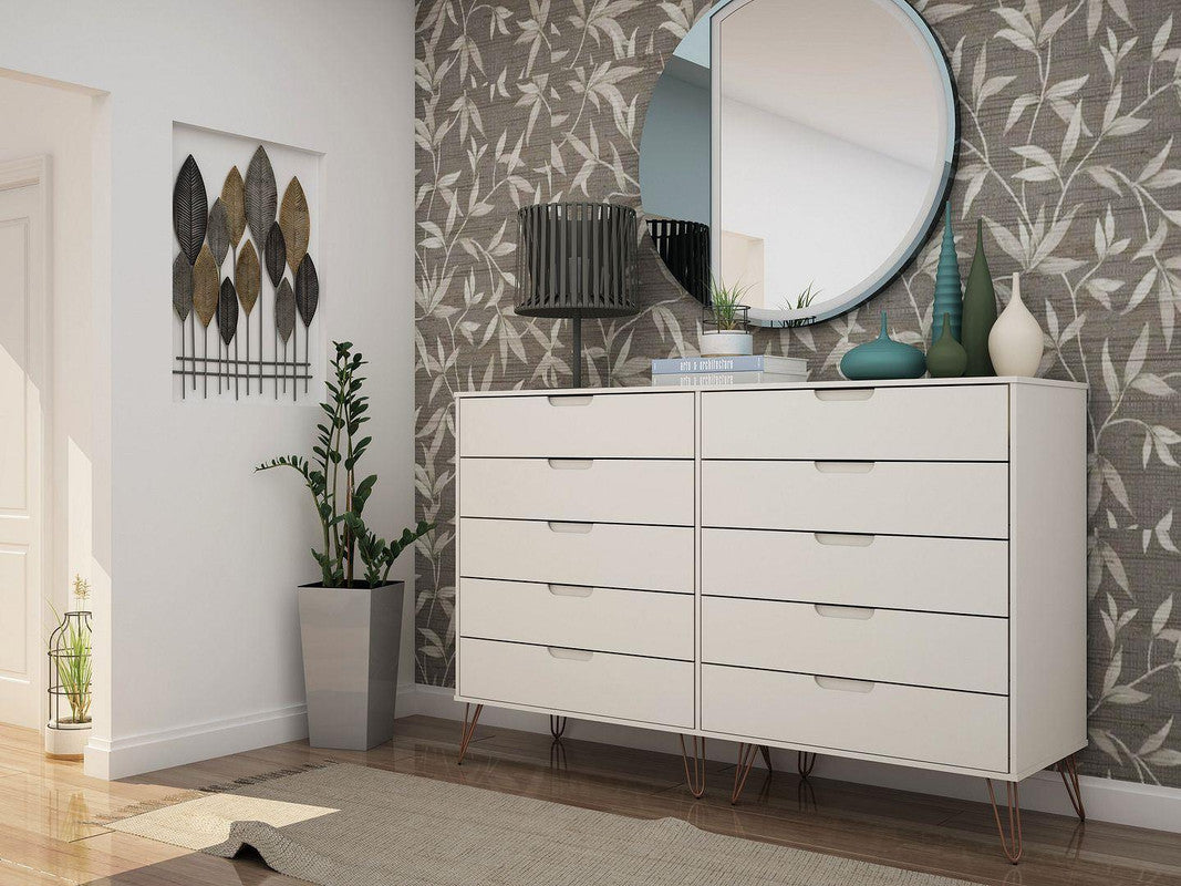 Nuuk 10-Drawer Double Dresser - Off White