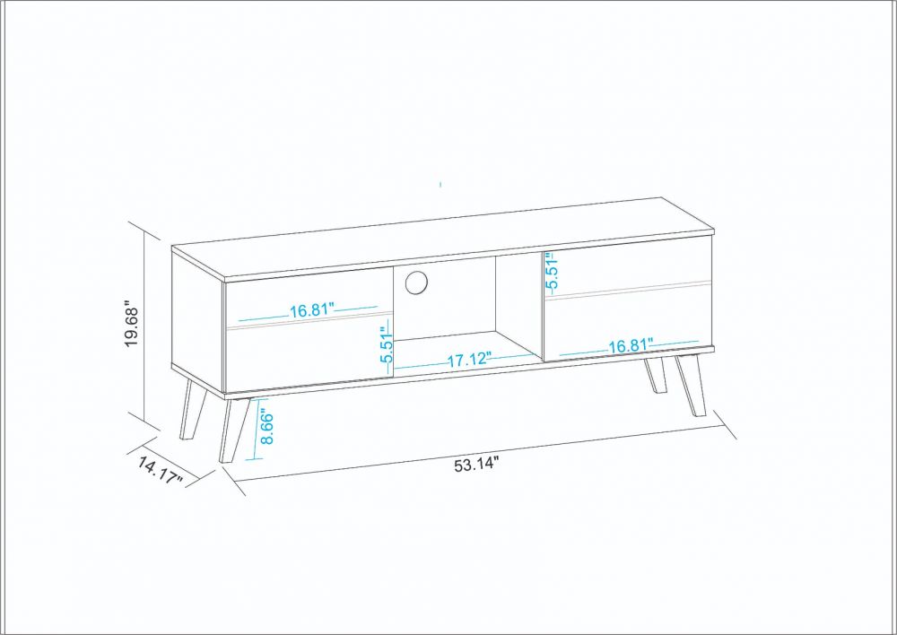 Derbent 53.5" TV Stand - White/Marble Stamp