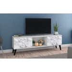 Derbent 62.5" TV Stand - White/Marble Stamp