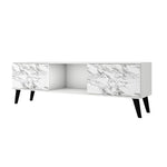 Derbent 62.5" TV Stand - White/Marble Stamp