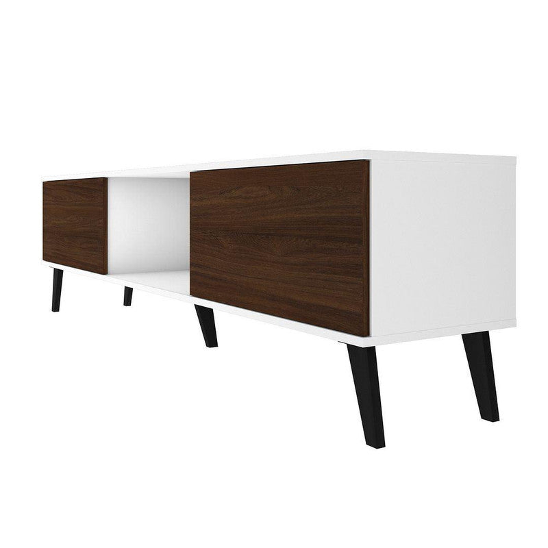 Derbent 71" TV Stand - White/Nut Brown