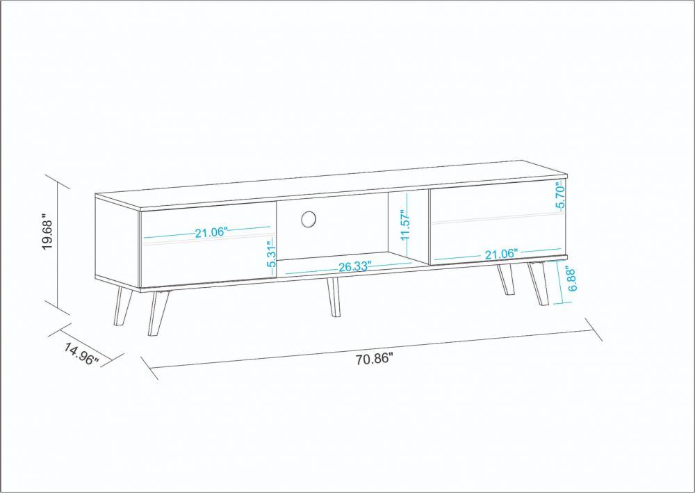 Derbent 71" TV Stand - White/Nut Brown