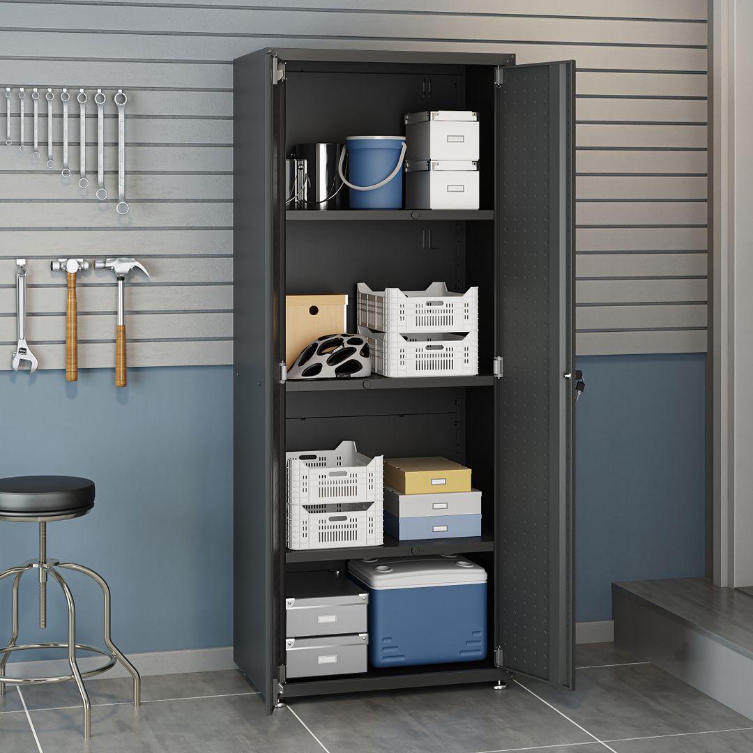 Maximus Tall Garage Cabinet - Charcoal Grey
