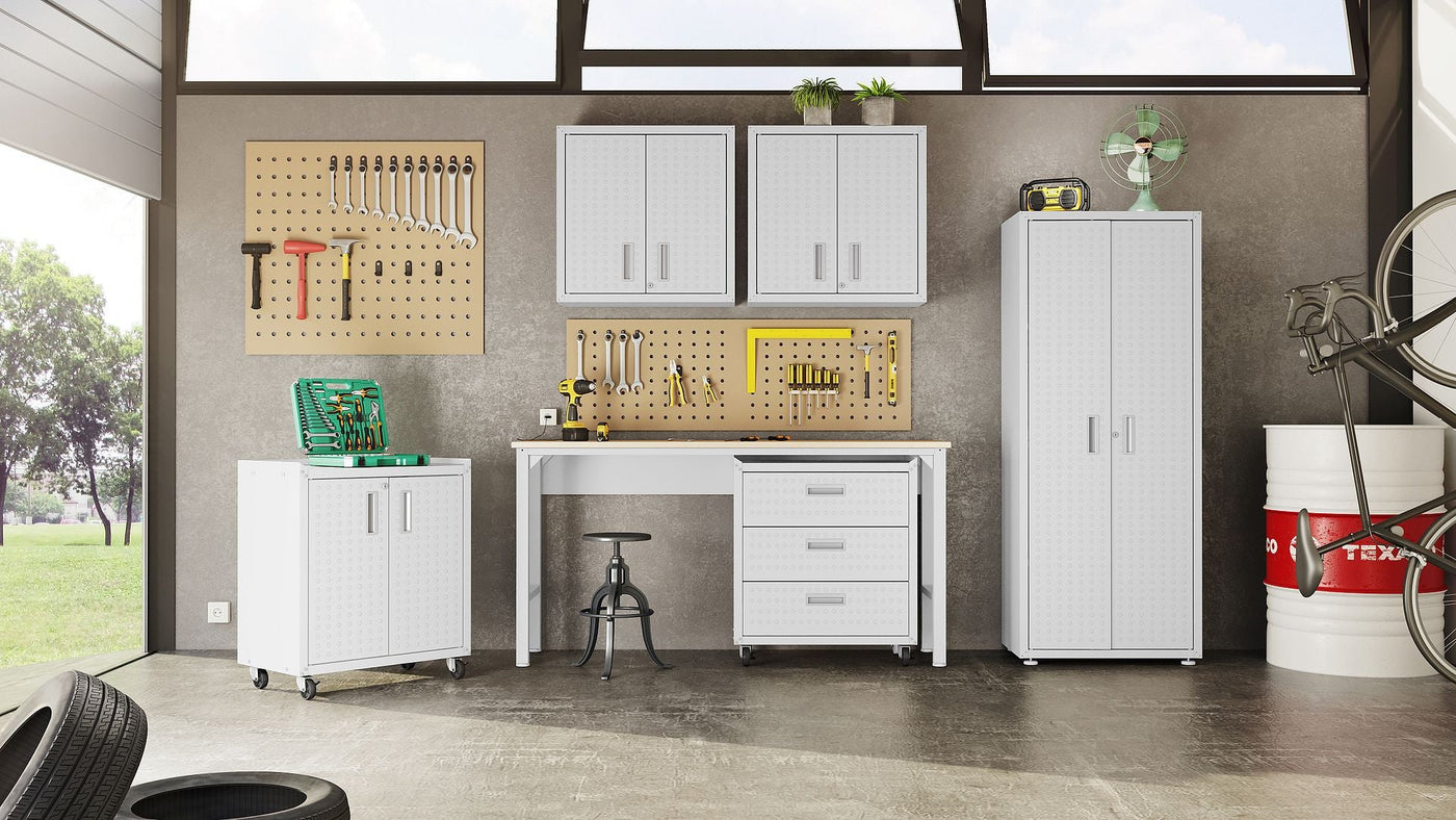 Maximus Tall Garage Cabinet - White