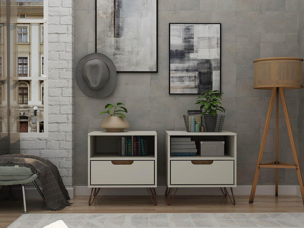 Nuuk I Night Table Set of 2 - Off White/Nature
