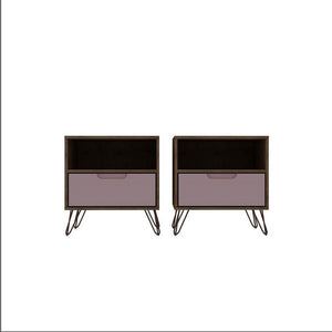 Nuuk I Night Table Set of 2 - Nature/Rose Pink