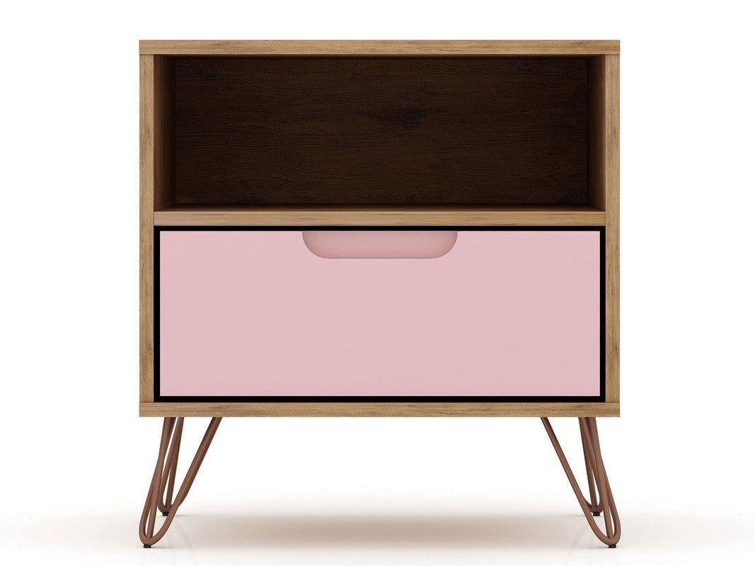 Nuuk I Night Table Set of 2 - Nature/Rose Pink