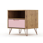 Nuuk I Night Table Set of 2 - Nature/Rose Pink