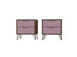 Nuuk II Night Table Set of 2 - Nature/Rose Pink