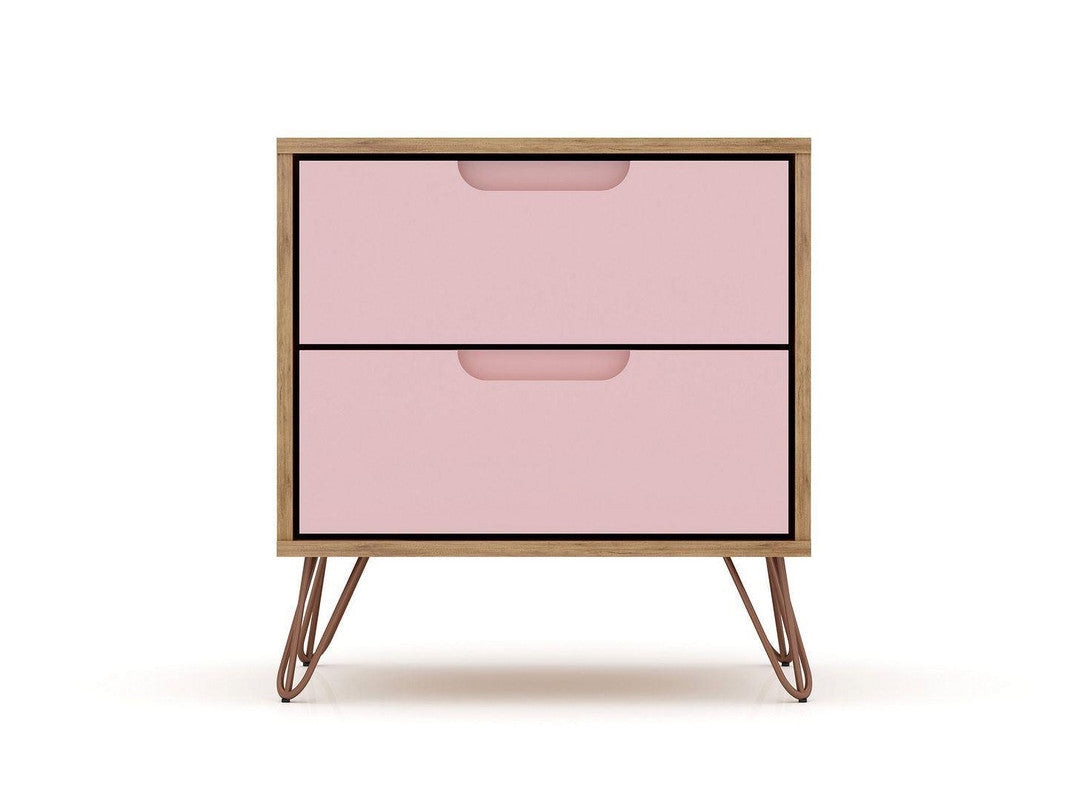 Nuuk II Night Table Set of 2 - Nature/Rose Pink