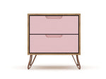 Nuuk II Night Table Set of 2 - Nature/Rose Pink