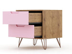 Nuuk II Night Table Set of 2 - Nature/Rose Pink