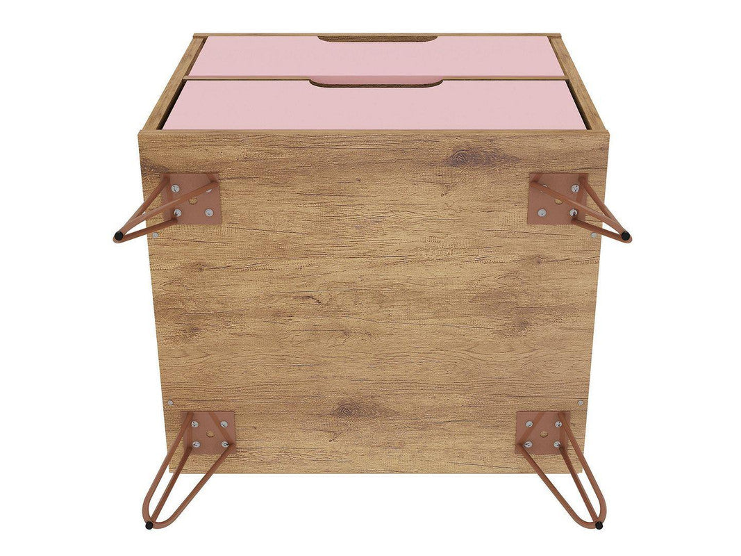 Nuuk II Night Table Set of 2 - Nature/Rose Pink