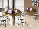 Gatutca Cubicle Section Desk with Keyboard Shelf Set of 2 - Rustic Brown/Yellow