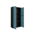 Lunde Storage Cabinet - Matte Black/Aqua Blue - Set of 2