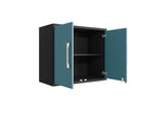 Lunde Floating Garage Cabinet - Matte Black/Aqua Blue - Set of 2