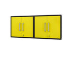 Lunde Floating Garage Cabinet - Matte Black/Yellow - Set of 2