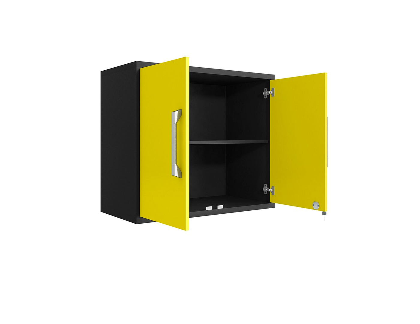 Lunde Floating Garage Cabinet - Matte Black/Yellow - Set of 2